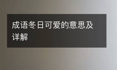 成语冬日可爱的意思及详解