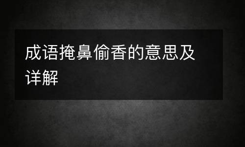 成语掩鼻偷香的意思及详解