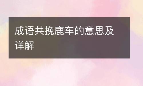 成语共挽鹿车的意思及详解