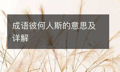 成语彼何人斯的意思及详解