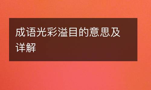 成语光彩溢目的意思及详解