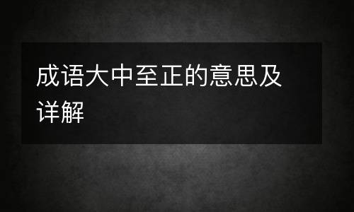 成语大中至正的意思及详解