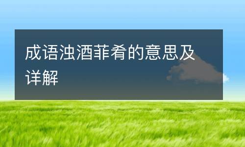 成语浊酒菲肴的意思及详解