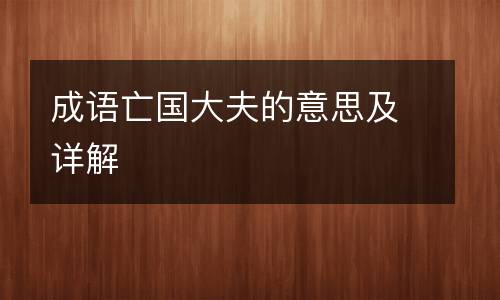 成语亡国大夫的意思及详解