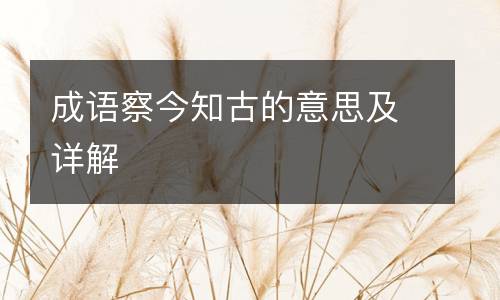 成语察今知古的意思及详解