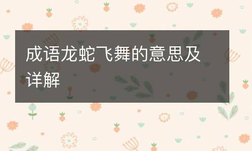 成语龙蛇飞舞的意思及详解