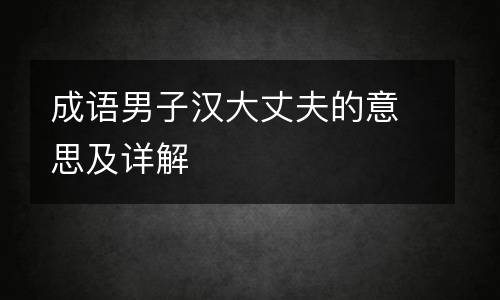 成语男子汉大丈夫的意思及详解