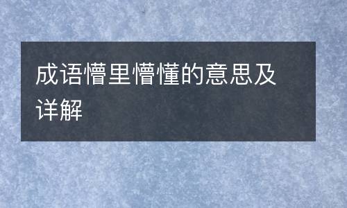 成语懵里懵懂的意思及详解