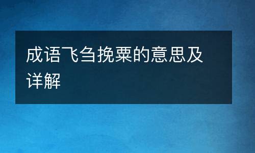 成语飞刍挽粟的意思及详解