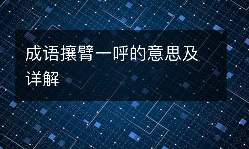成语攘臂一呼的意思及详解