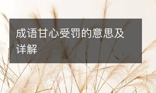 成语甘心受罚的意思及详解