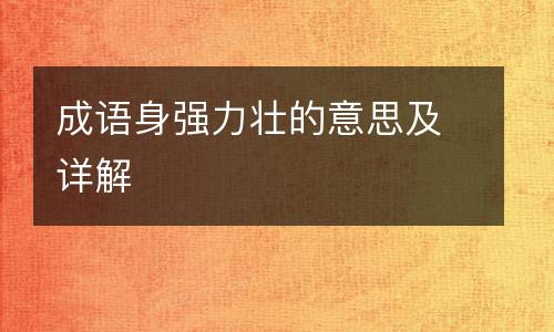 成语身强力壮的意思及详解