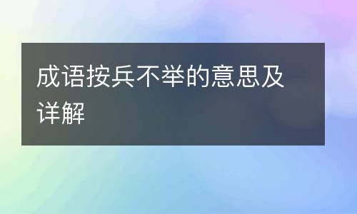成语按兵不举的意思及详解