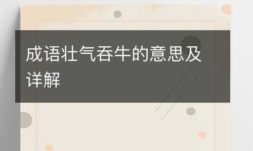 成语壮气吞牛的意思及详解