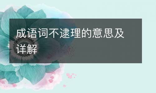 成语词不逮理的意思及详解