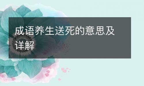 成语养生送死的意思及详解