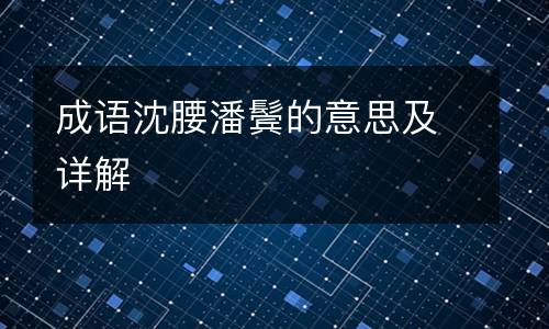 成语沈腰潘鬓的意思及详解