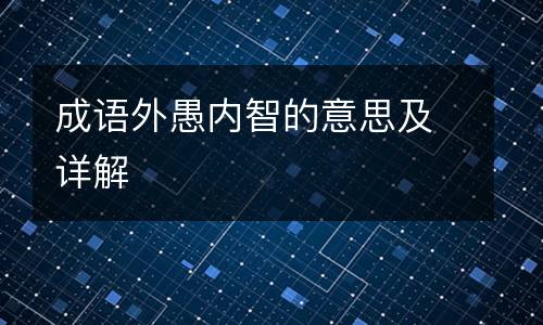 成语外愚内智的意思及详解