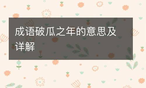 成语破瓜之年的意思及详解
