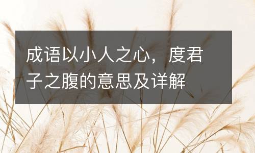 成语以小人之心，度君子之腹的意思及详解