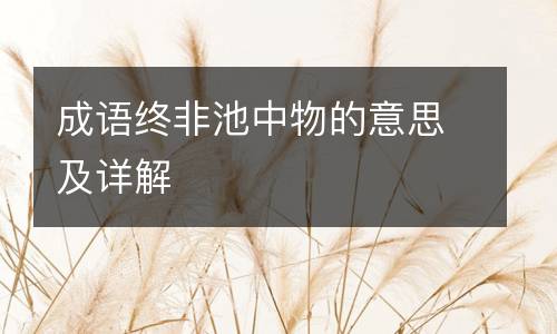 成语终非池中物的意思及详解