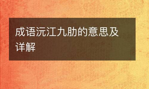 成语沅江九肋的意思及详解