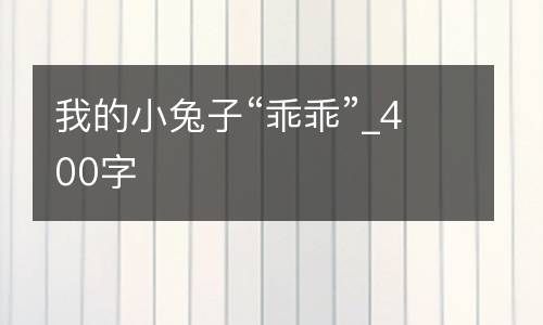 我的小兔子“乖乖”_400字