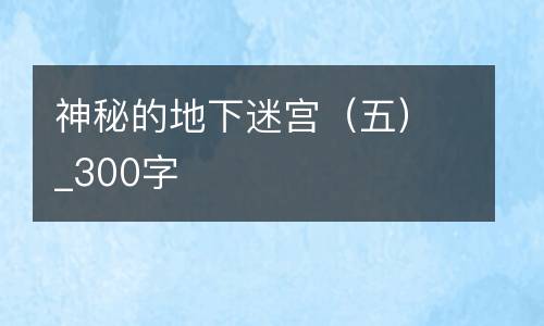 神秘的地下迷宫（五）_300字