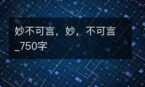 妙不可言，妙，不可言_750字