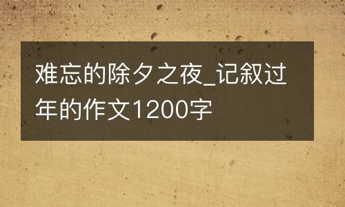 难忘的除夕之夜_记叙过年的作文1200字