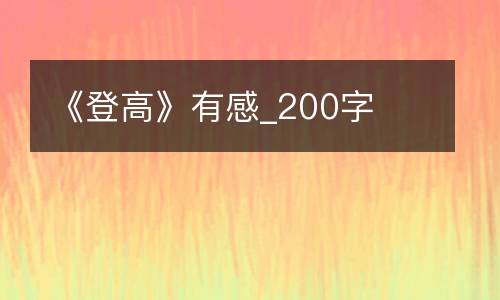 《登高》有感_200字
