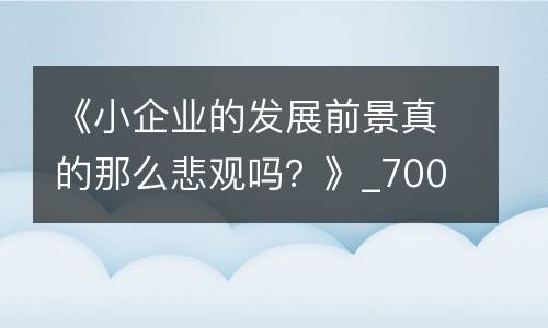 《小企业的发展前景真的那么悲观吗？》_700字