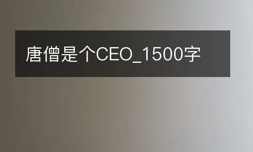 唐僧是个CEO_1500字