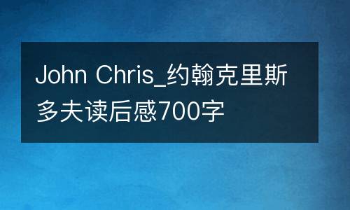 John Chris_约翰克里斯多夫读后感700字