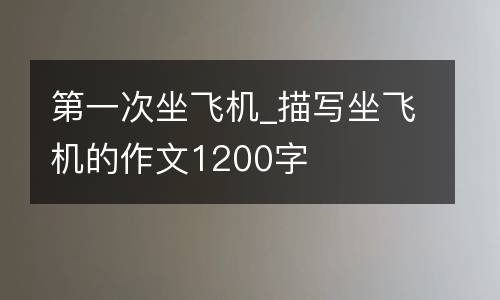 第一次坐飞机_描写坐飞机的作文1200字