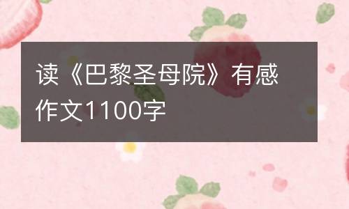 读《巴黎圣母院》有感作文1100字
